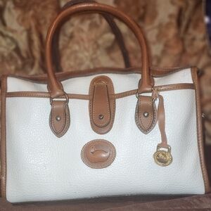 Dooney & Bourke White and Tan Leather Satchel